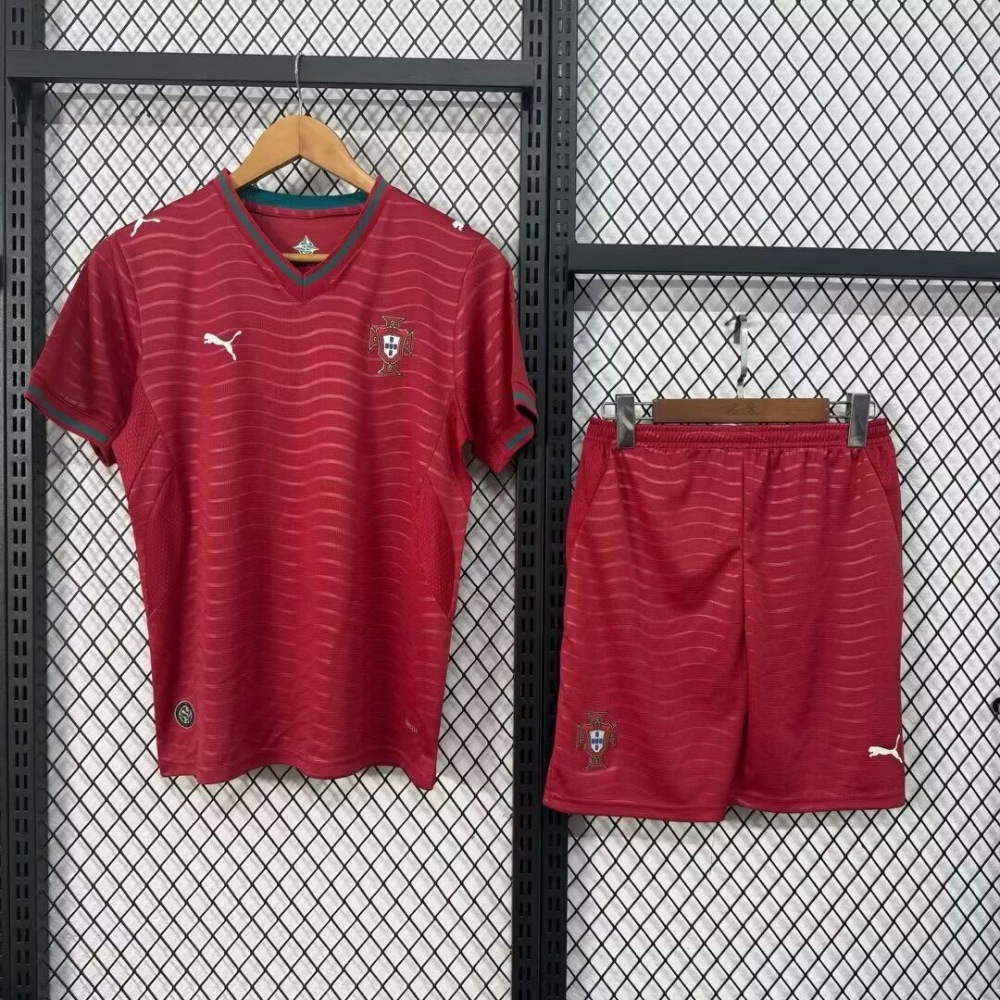 2026 Portugal  Home World Cup Soccer Kids Kit Jersey+Shorts