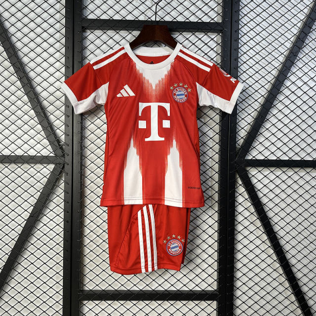 25-26 Bayern Munich Home Soccer Kids Kit Jersey+Shorts