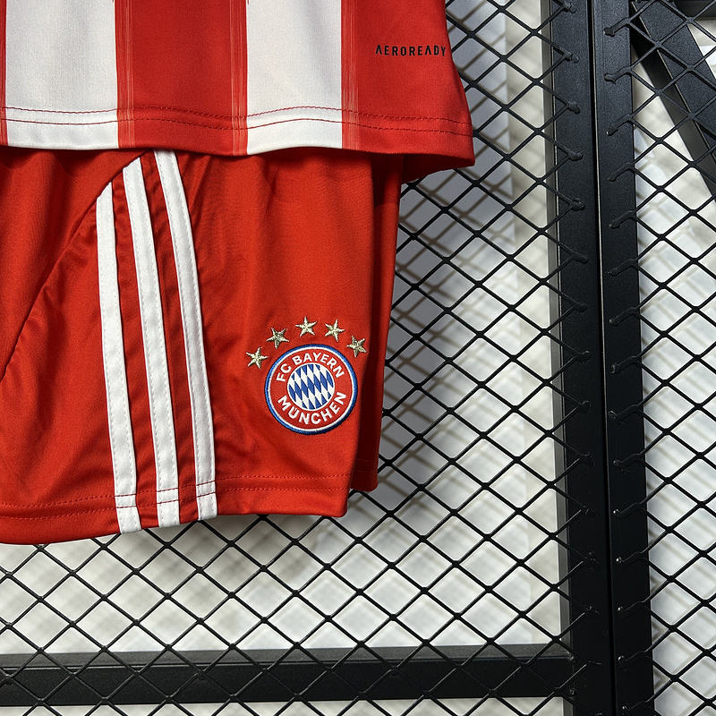 25-26 Bayern Munich Home Soccer Kids Kit Jersey+Shorts
