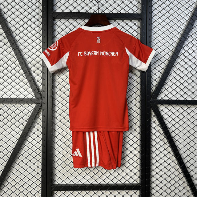 25-26 Bayern Munich Home Soccer Kids Kit Jersey+Shorts