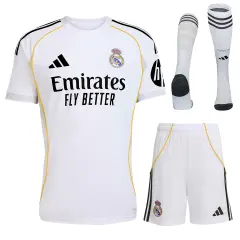 25-26 Real Madrid Home Soccer Full Kit Jersey+Shorts+Socks