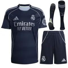 25-26 Real Madrid Away Soccer Full Kit Jersey+Shorts+Socks
