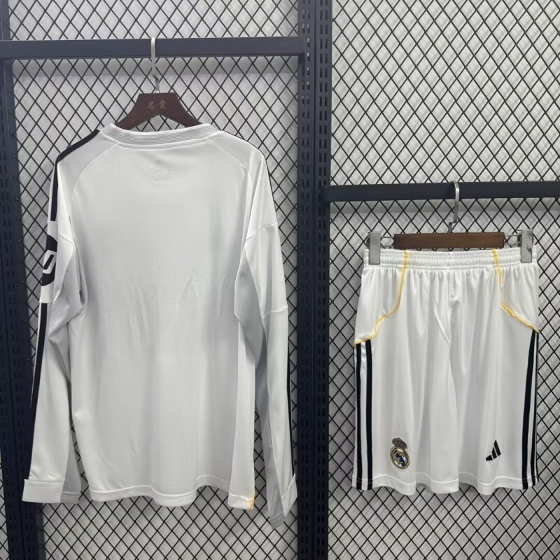 25-26 Real Madrid Home Soccer Kids Long Sleeve Jersey+Short