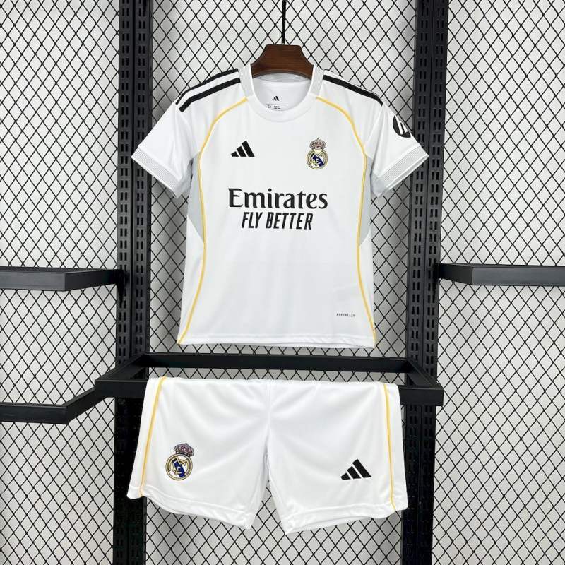 25-26 Real Madrid Home Soccer Kids Kit Jersey+Shorts