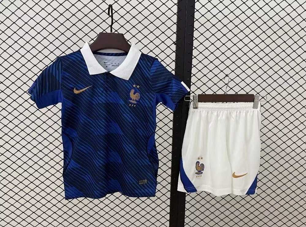 2026 France Home World Cup Soccer Kids Kit Jersey+Shorts