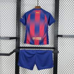 25-26 Barcelona Red Blue Home Soccer Kids Kit Jersey+Shorts