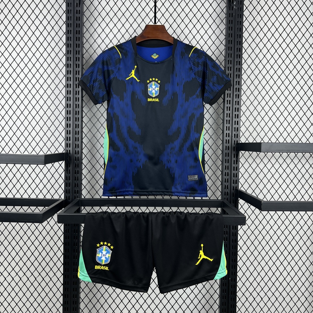 2026 Brazil Away World Cup Football Kids Kit Jersey+Shorts