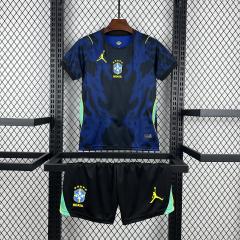 2026 Brazil Away World Cup Football Kids Kit Jersey+Shorts