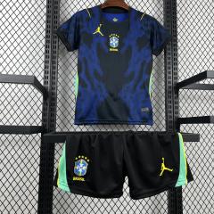2026 Brazil Away World Cup Football Kids Kit Jersey+Shorts