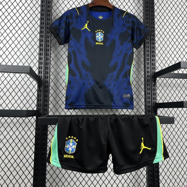 2026 Brazil Away World Cup Football Kids Kit Jersey+Shorts