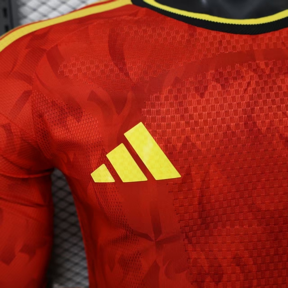 2026 Belgium World Cup Home Football Jersey Player Version Long Sleeve