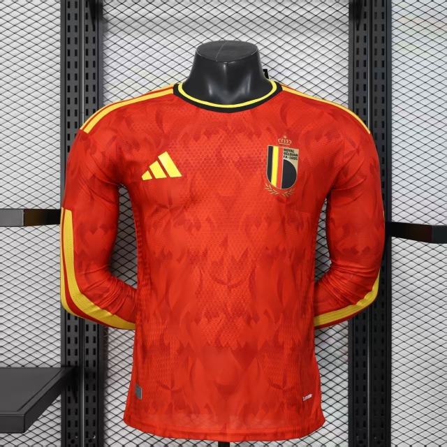 2026 Belgium World Cup Home Football Jersey Player Version Long Sleeve