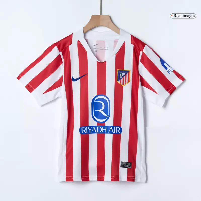25-26 Atletico Madrid Home Soccer Full Kids Kit Jersey+Shorts