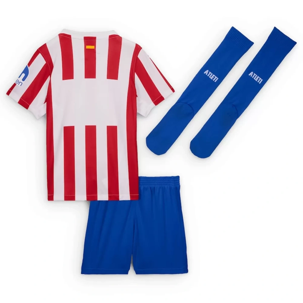 25-26 Atletico Madrid Home Soccer Full Kids Kit Jersey+Shorts