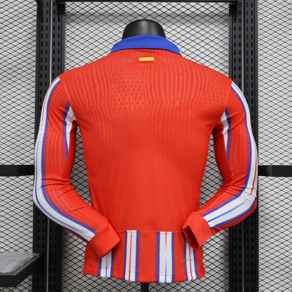 24-25 Atletico Madrid Home Soccer Jersey Player Edition Long Sleeve