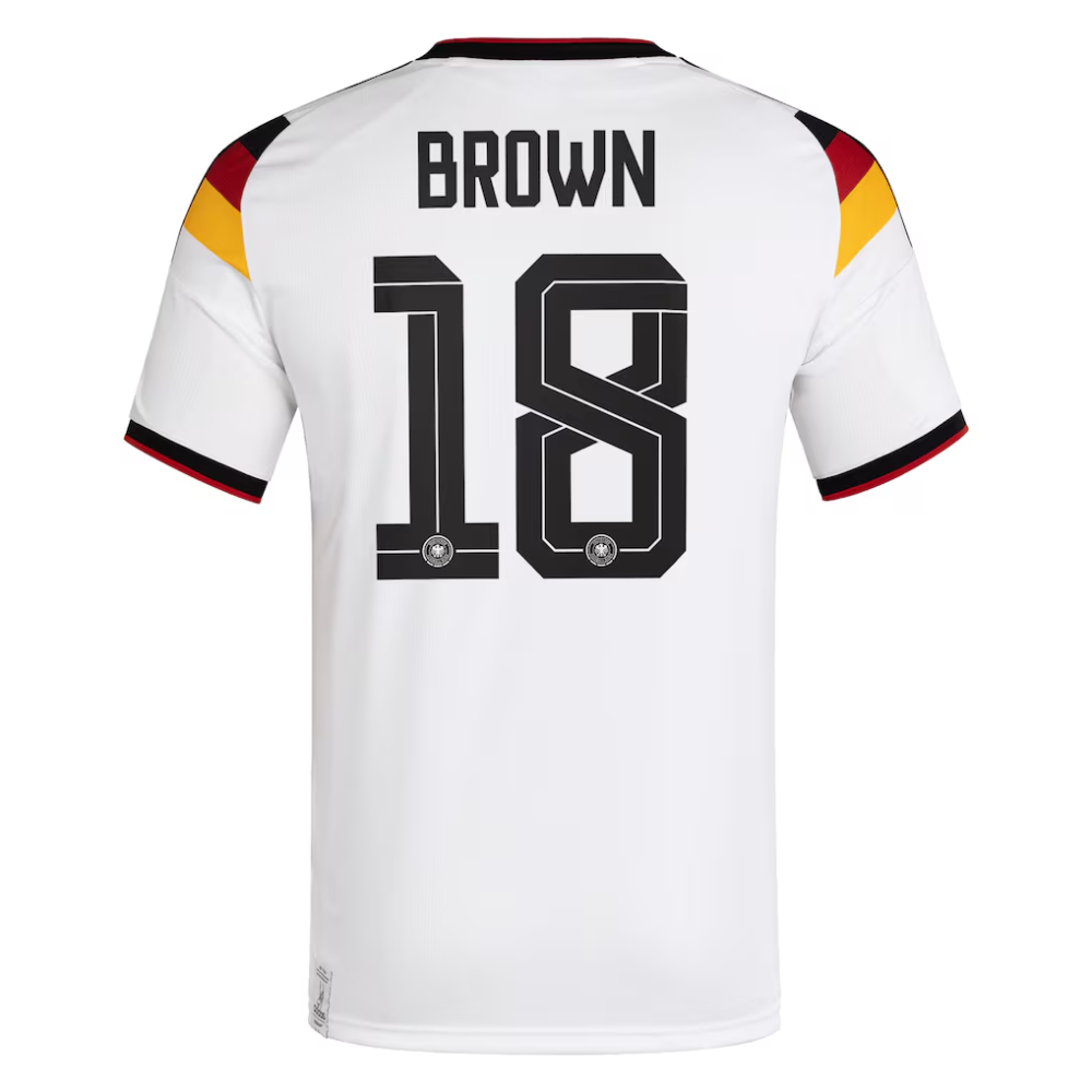 Germany National Team adidas Home Shirt 2026 with Brown 18 printing