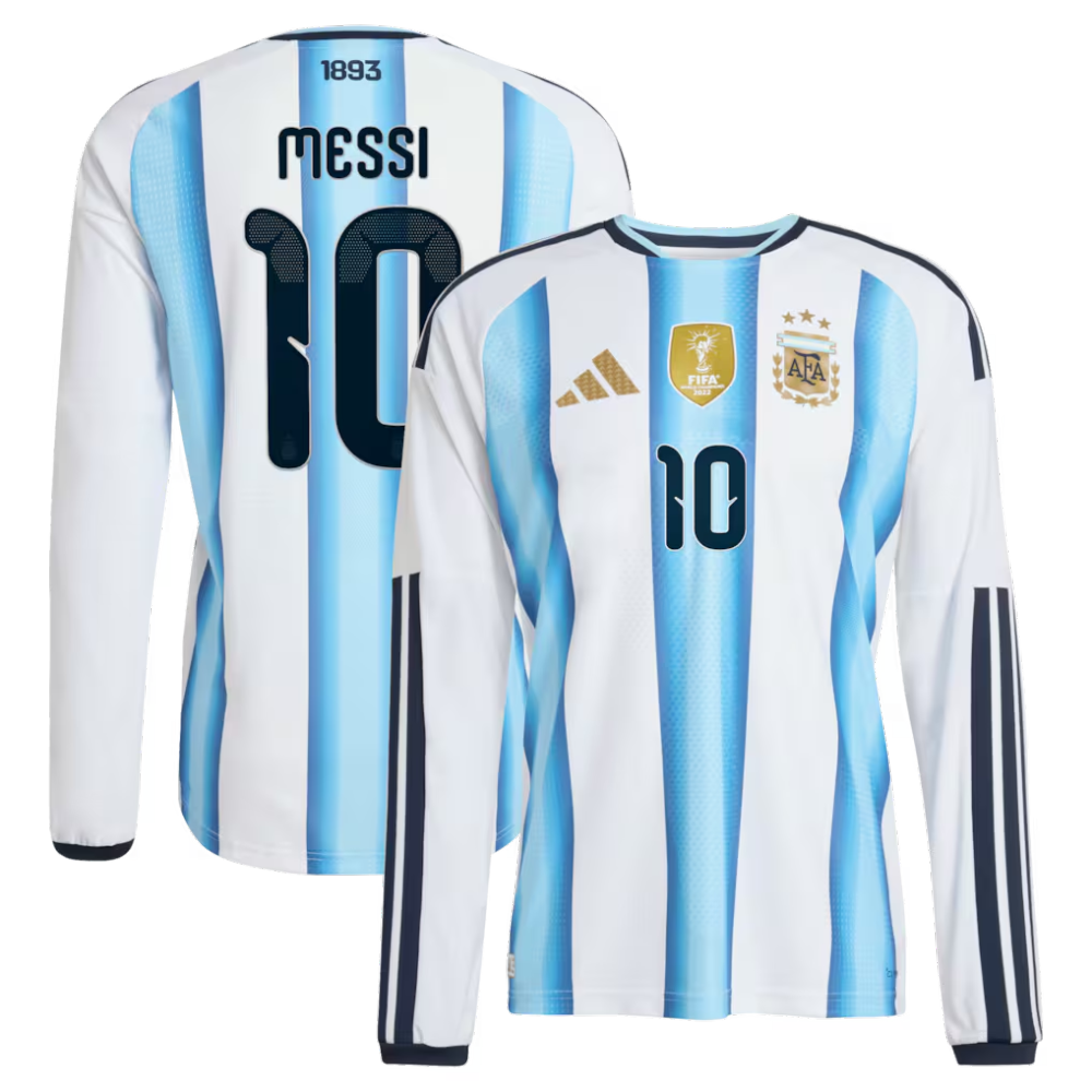 Argentina adidas Home Authentic Shirt 2026 - Long sleeve with Messi 10 printing