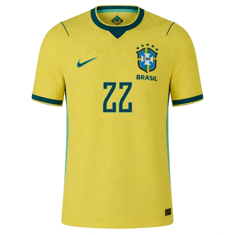 Nike Men's Brazil Martinelli Match Authentic Home Jersey 2026 (Yellow/Teal)