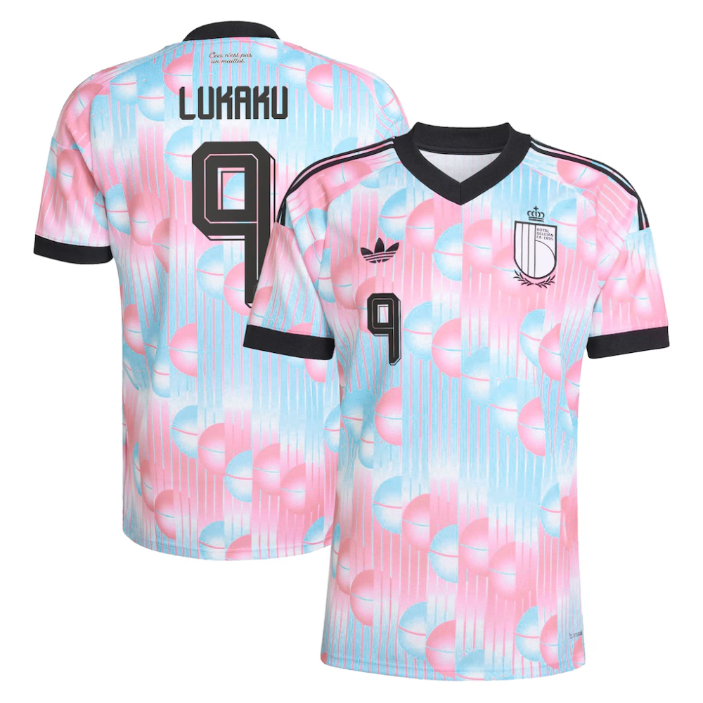 Belgium adidas Away Shirt 2026 with Lukaku 9 printing