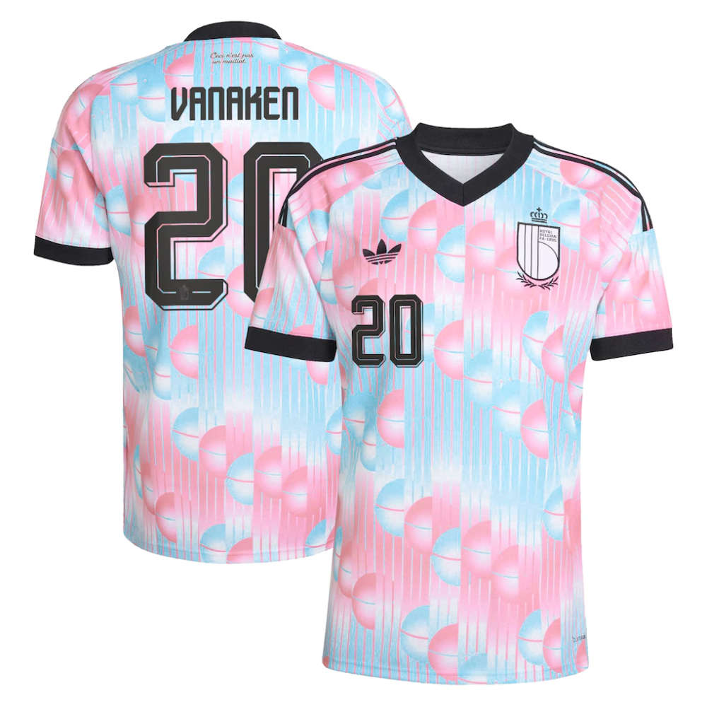 Belgium adidas Away Shirt 2026 with Vanaken 20 printing