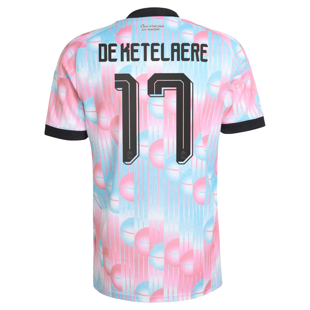 Belgium adidas Away Shirt 2026 with De Ketelaere 17 printing