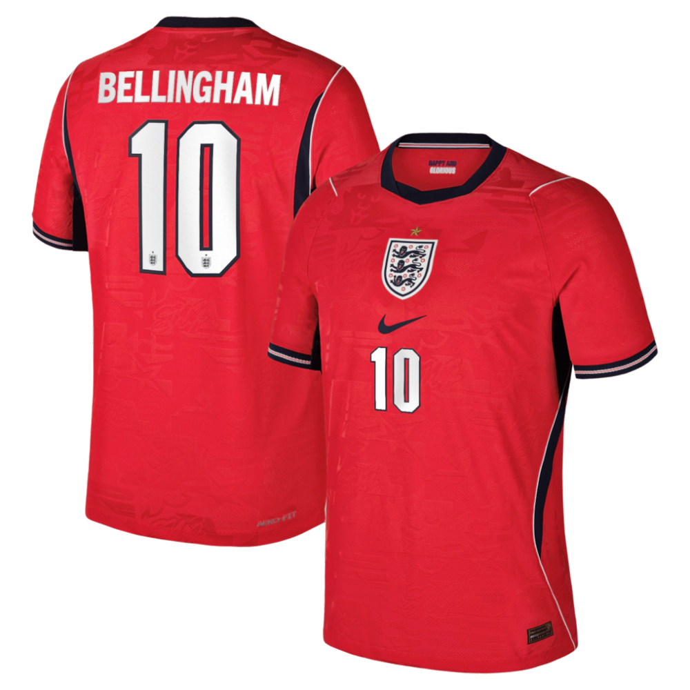 England Nike Away Aero-FIT Match Shirt 2026 with Bellingham 10 printing