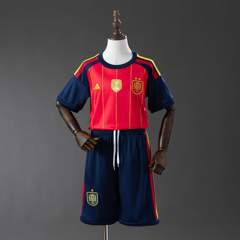 2026 Spain 2-Star Home World Cup Soccer Kids Kit Jersey+Shorts