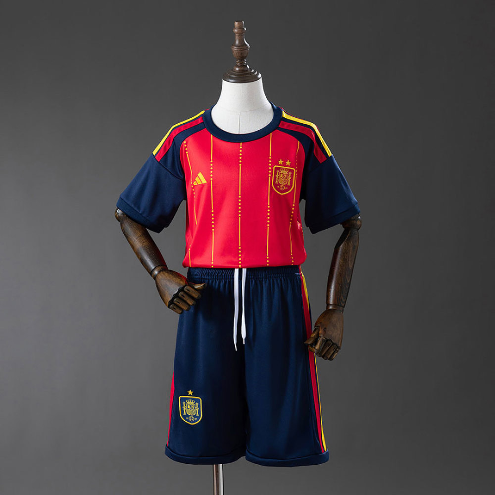 2026 Spain 2-Star Home World Cup Soccer Kids Kit Jersey+Shorts