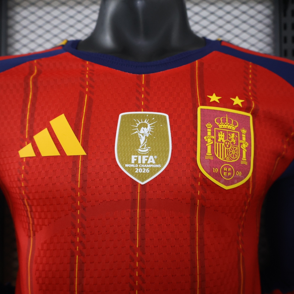 2026 Spain 2-Star Home World Cup Soccer Jersey Authentic Shirt Long Sleeve