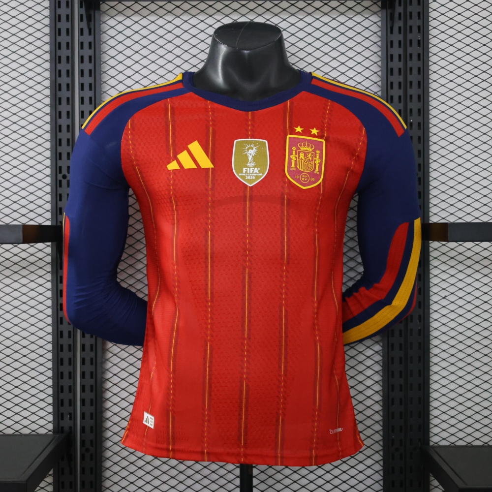 2026 Spain 2-Star Home World Cup Soccer Jersey Authentic Shirt Long Sleeve