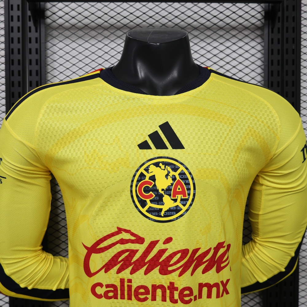 26-27 Club America Home Soccer Jersey Player Version Long Sleeve