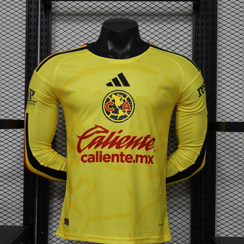 26-27 Club America Home Soccer Jersey Player Version Long Sleeve