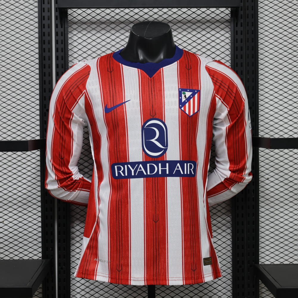 26-27 Atletico Madrid Home Soccer Jersey Player Edition Long Sleeve