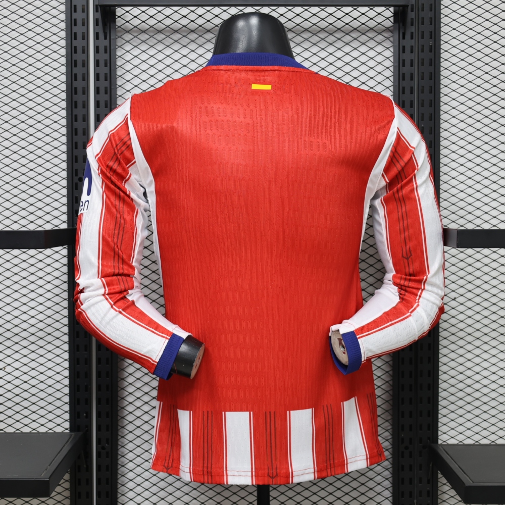 26-27 Atletico Madrid Home Soccer Jersey Player Edition Long Sleeve