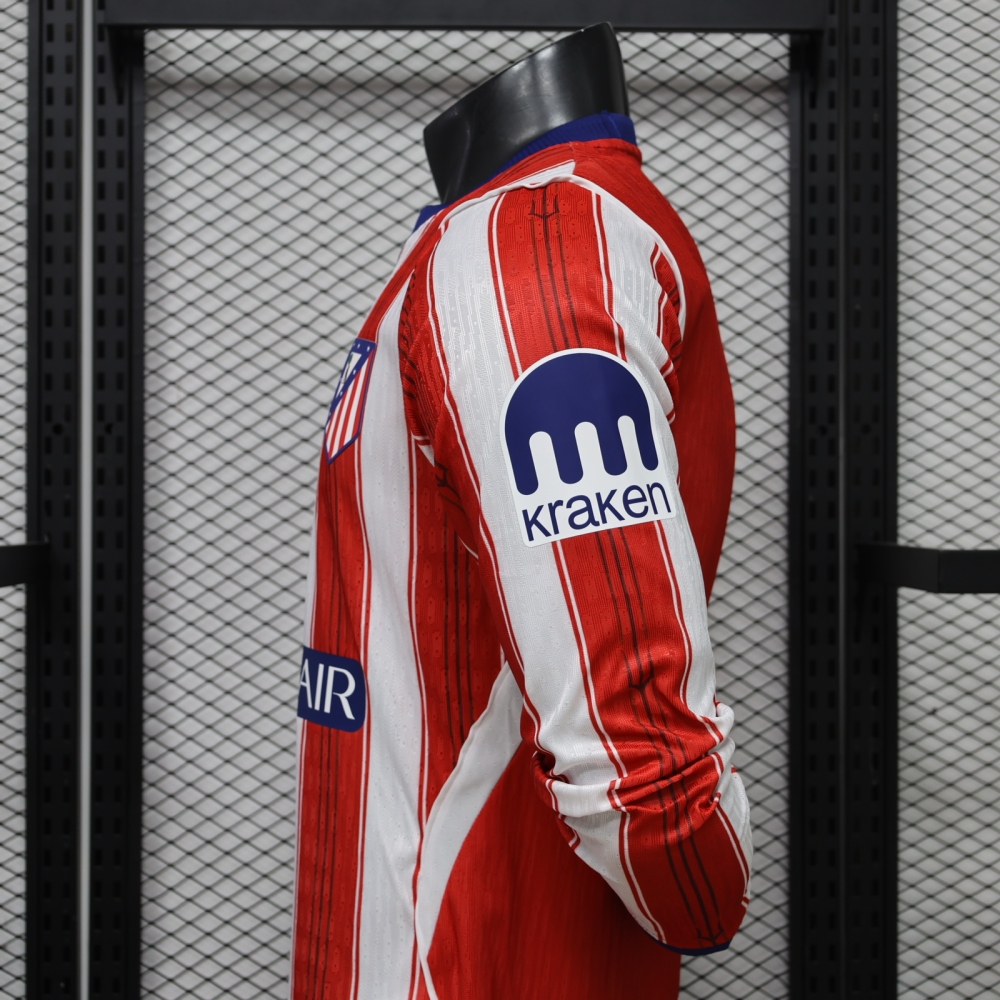26-27 Atletico Madrid Home Soccer Jersey Player Edition Long Sleeve
