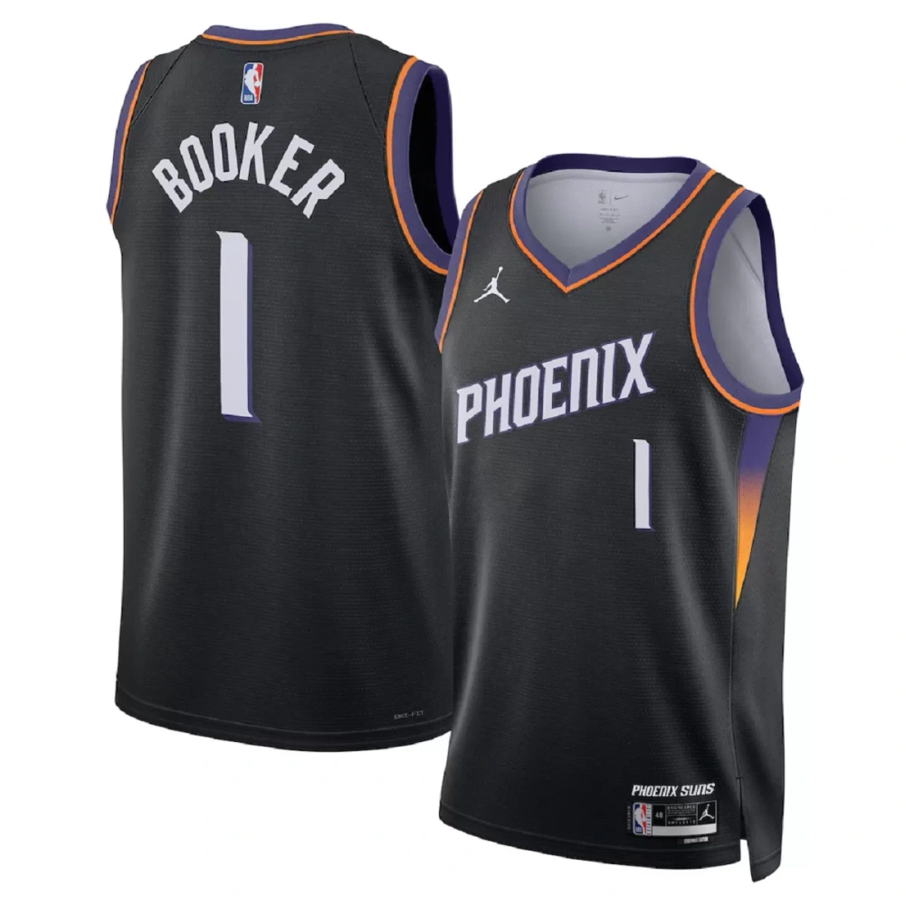 Unisex Phoenix Suns Devin Booker #1 Black Swingman Jersey - Statement Edition
