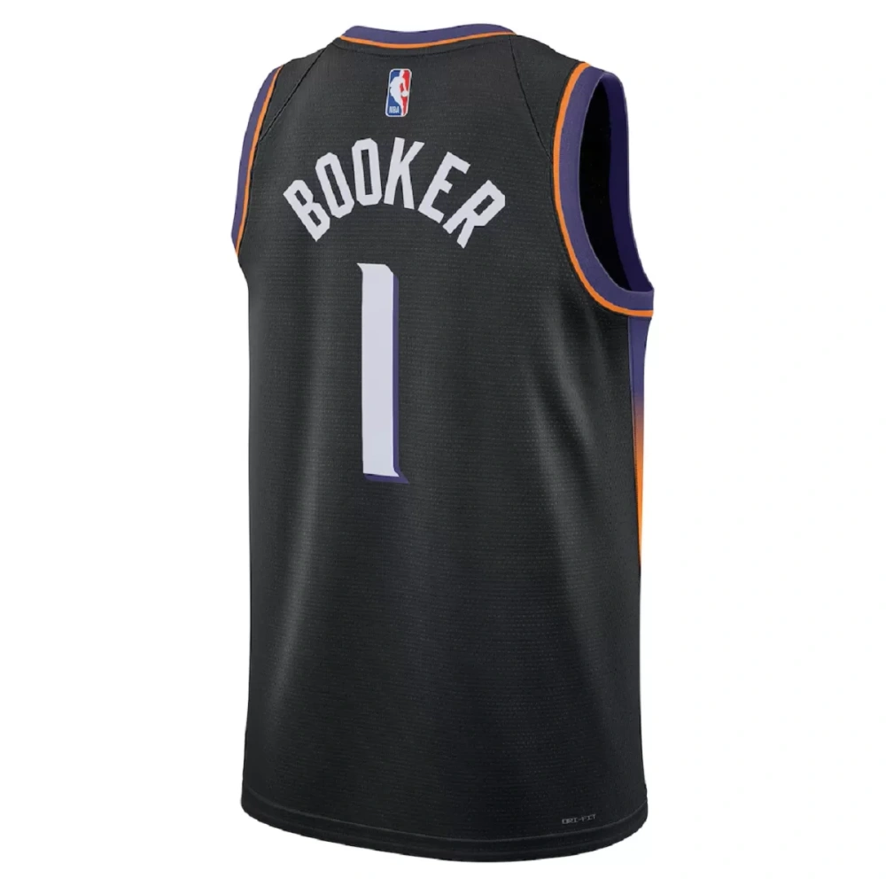 Unisex Phoenix Suns Devin Booker #1 Black Swingman Jersey - Statement Edition