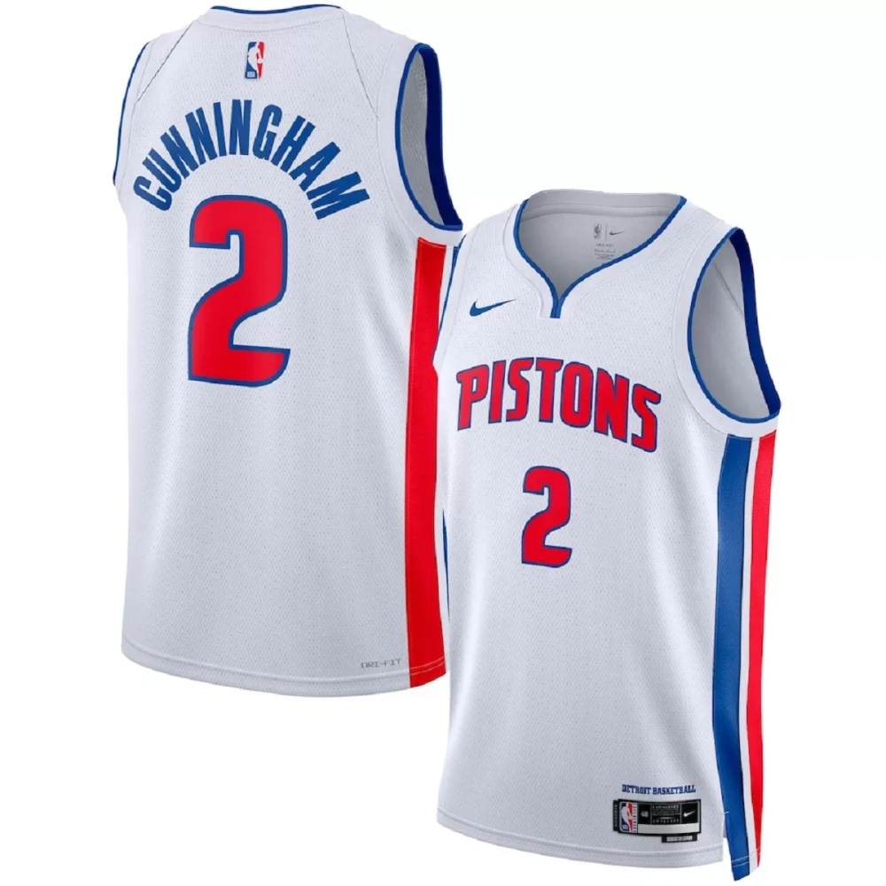 Unisex Detroit Pistons Cade Cunningham #2 White Swingman Jersey - Association Edition