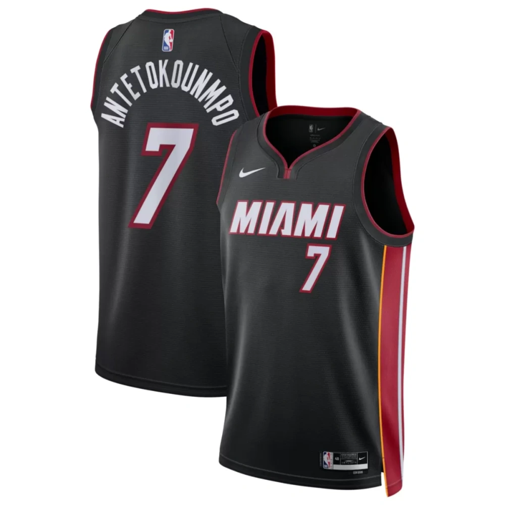 Unisex Miami Heat Giannis Antetokounmpo #7 Black Swingman Jersey - Icon Edition
