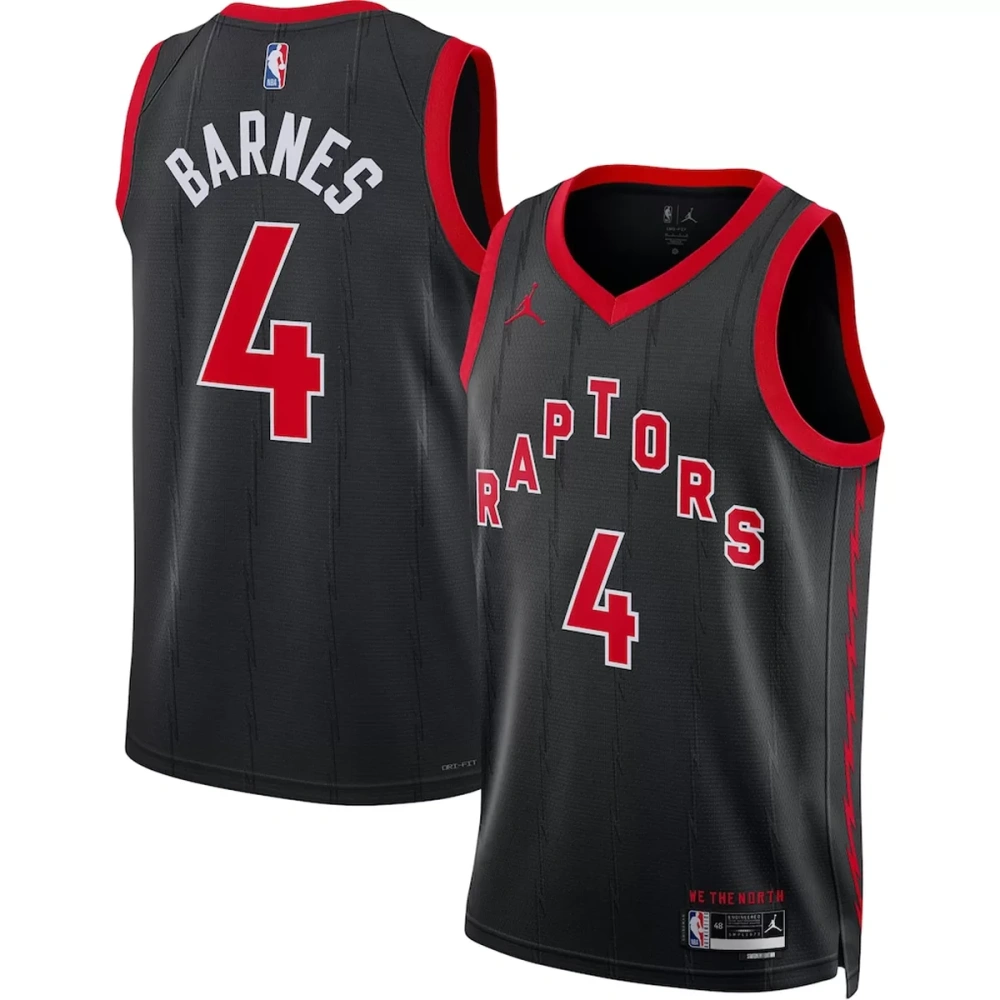Unisex Toronto Raptors Scottie Barnes #4 Black Swingman Jersey - Statement Edition
