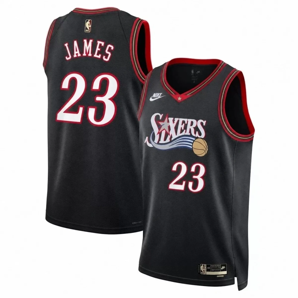 Unisex Philadelphia 76ers Lebron James #23 Black Swingman Jersey - Classic Edition