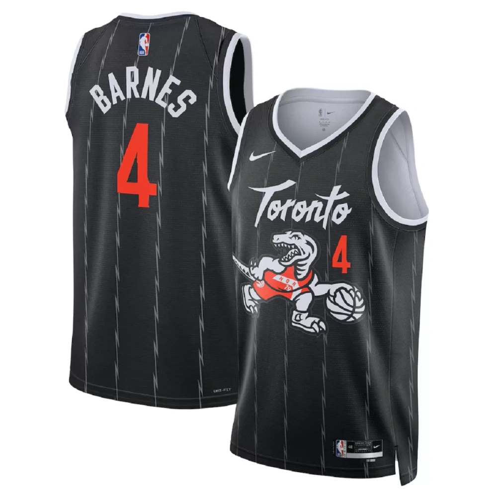 Unisex Toronto Raptors Scottie Barnes #4 Nike Black 2025/26 Swingman Jersey - City Edition