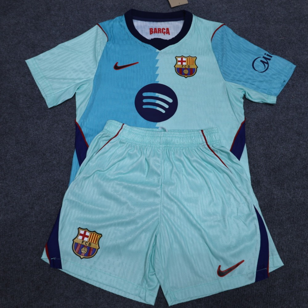 26-27 Barcelona Second Away Soccer Kds Kit Jersey+Shorts Player Version