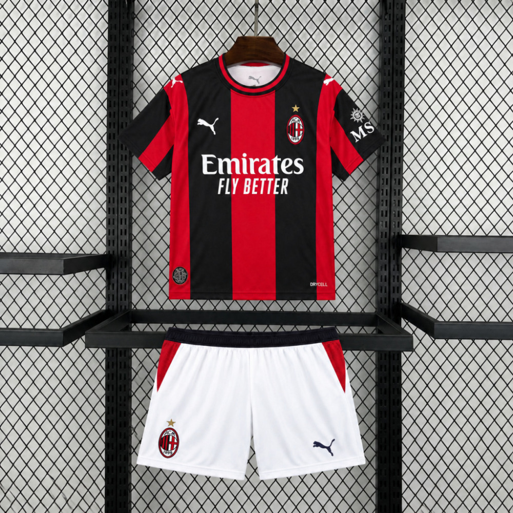 26-27 AC Milan Home Soccer Jersey Kids Kit