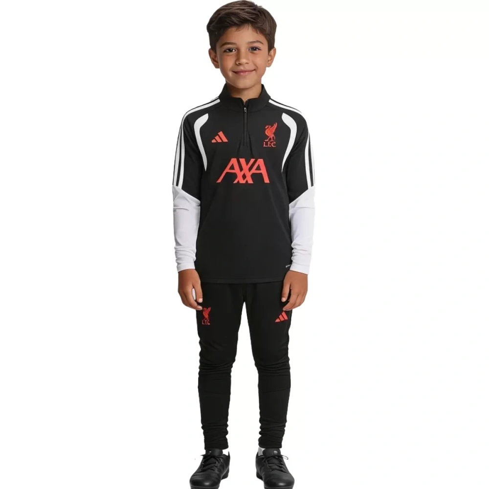 Kids Liverpool 1/4 Zipper Sweat Kit(Top+Pants) Black 2026/27