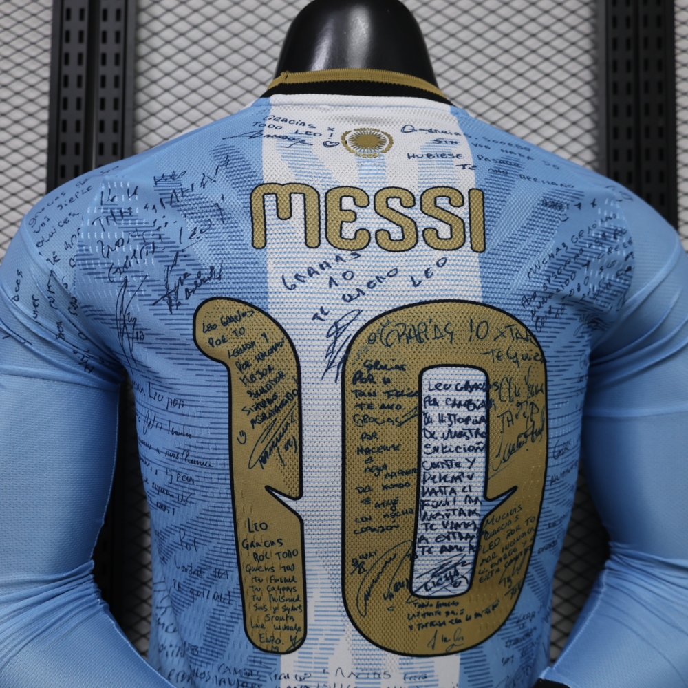 Adidas Argentina Messi Signed Farewell Kit Player Version Long Sleeve