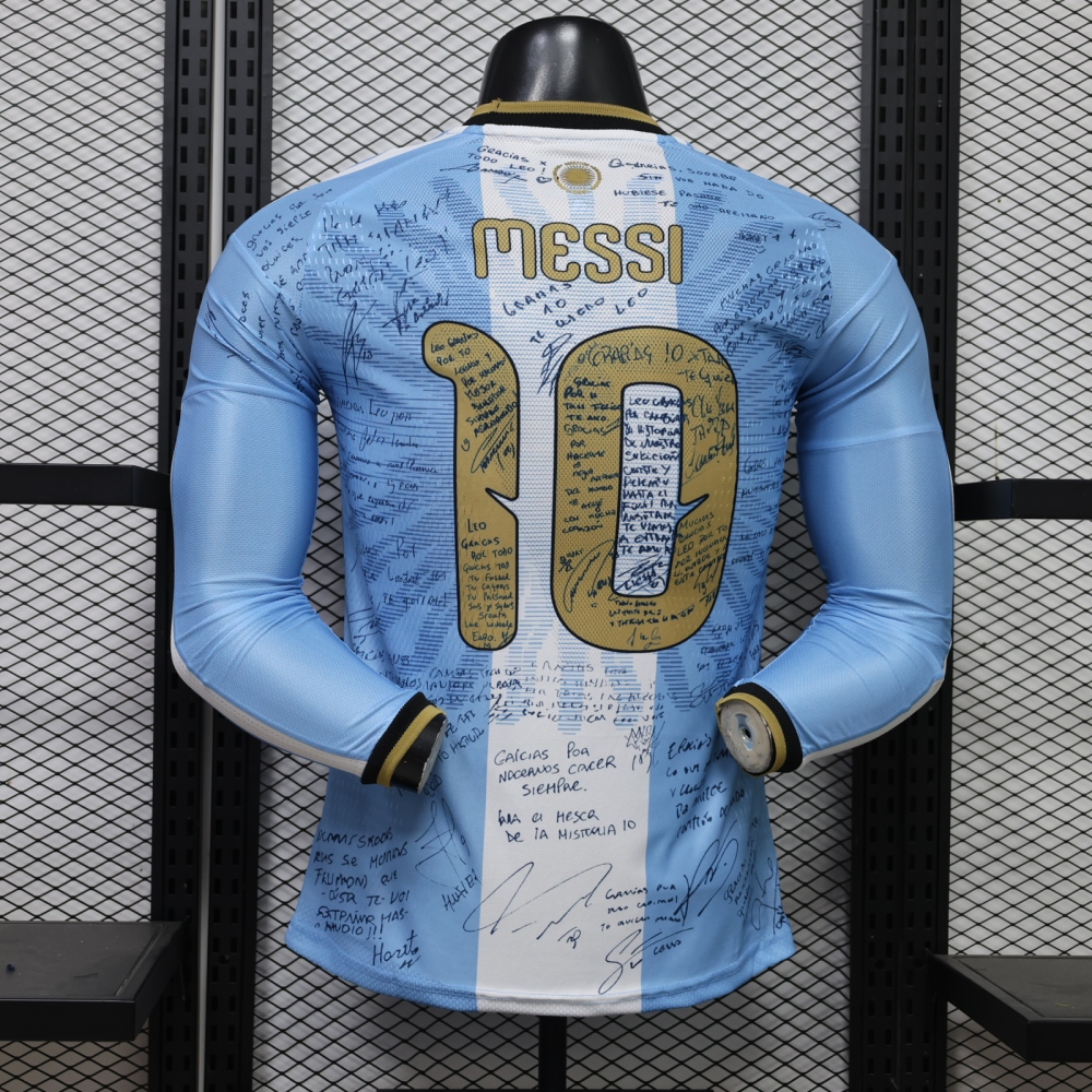 Adidas Argentina Messi Signed Farewell Kit Player Version Long Sleeve