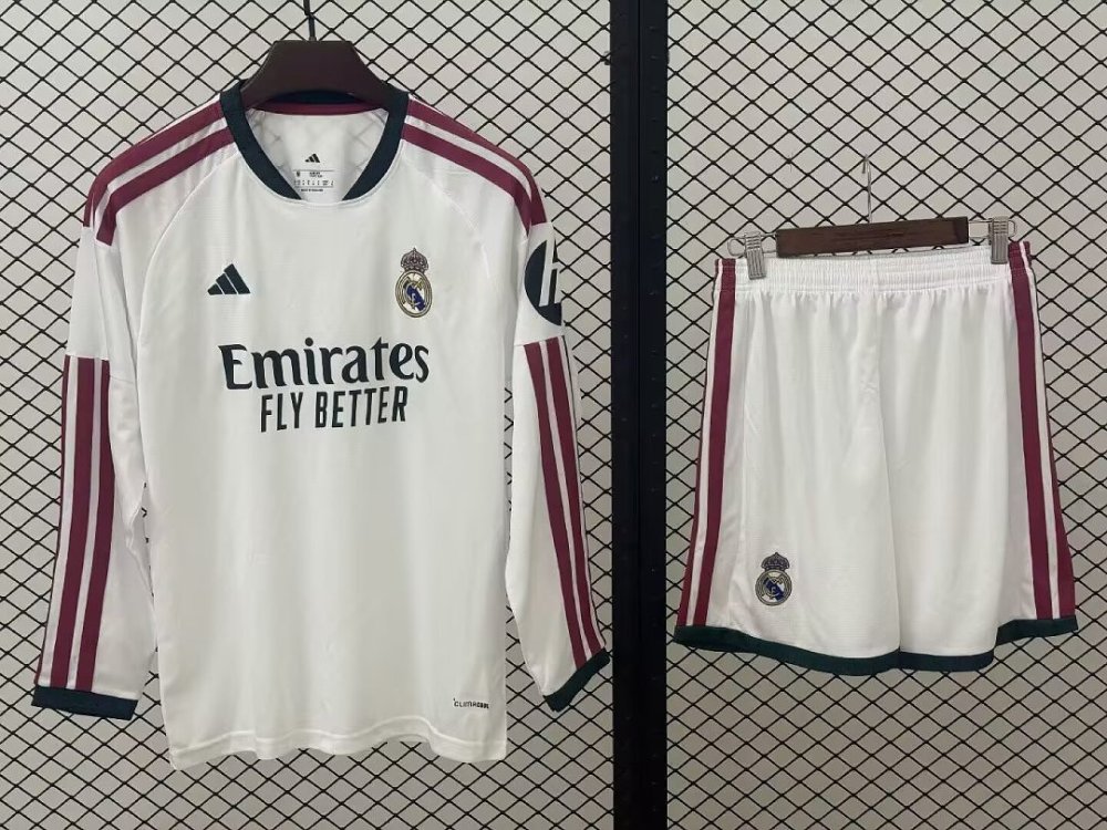 26-27 Real Madrid Home Soccer Kids Kit Long Sleeve