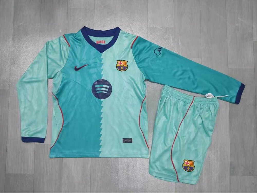 26-27 Barcelona Third Away Kids Kit Long Sleeve