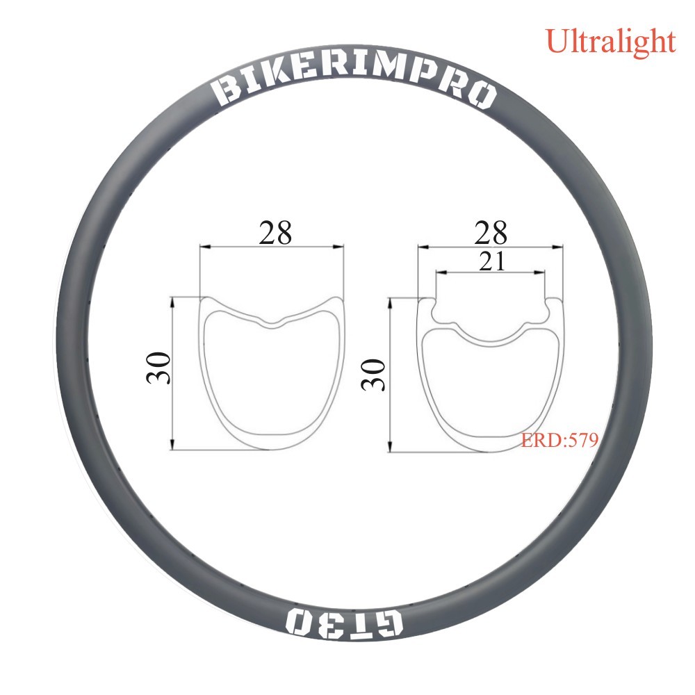 CRT28S30  700C Carbon Rims W28/D30 Symmetry Rims Tubular/Clincher/Tubeless Ultralight